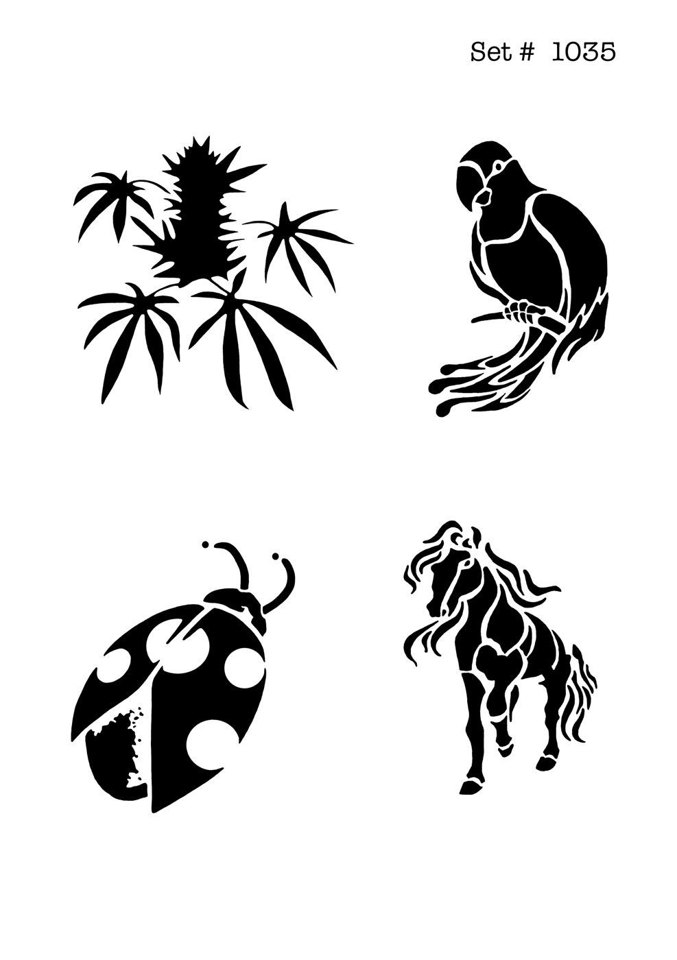 UNLIMITED STENCILS 4 selbstklebende DURA-LAR Airbrush Tattoo-Schablonen D1035