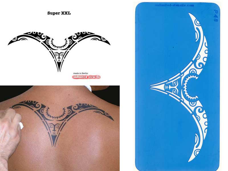 Mylar Airbrush Tattoo / Bodypainting Schablone XXL ARSCHGEWEIH TRIBAL  MP48