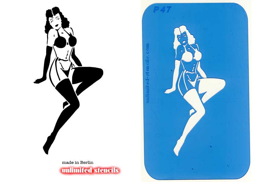 Mylar Airbrush Tattoo / Bodypainting Schablone XL PIN UP GIRL  MP47