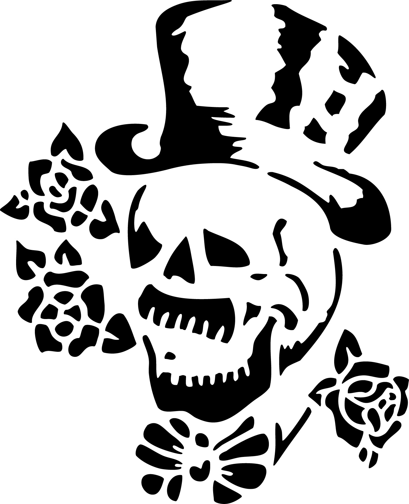 Selbstklebende Schablone für Glitzer-Tattoos oder für Airbrush-Tattoo  TOTENKOPF  SP139