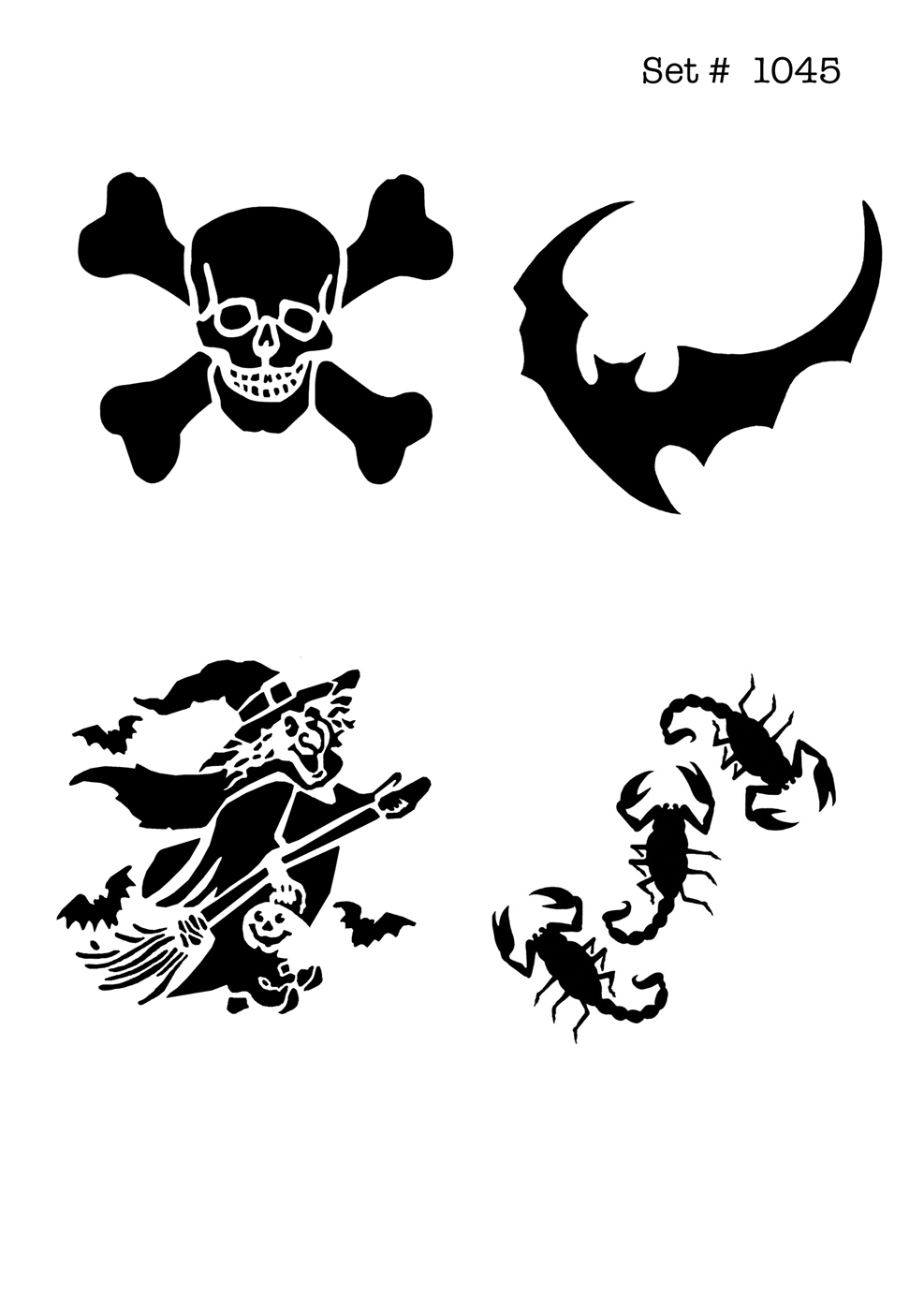 UNLIMITED STENCILS 4 selbstklebende DURA-LAR Airbrush Tattoo-Schablonen D1045