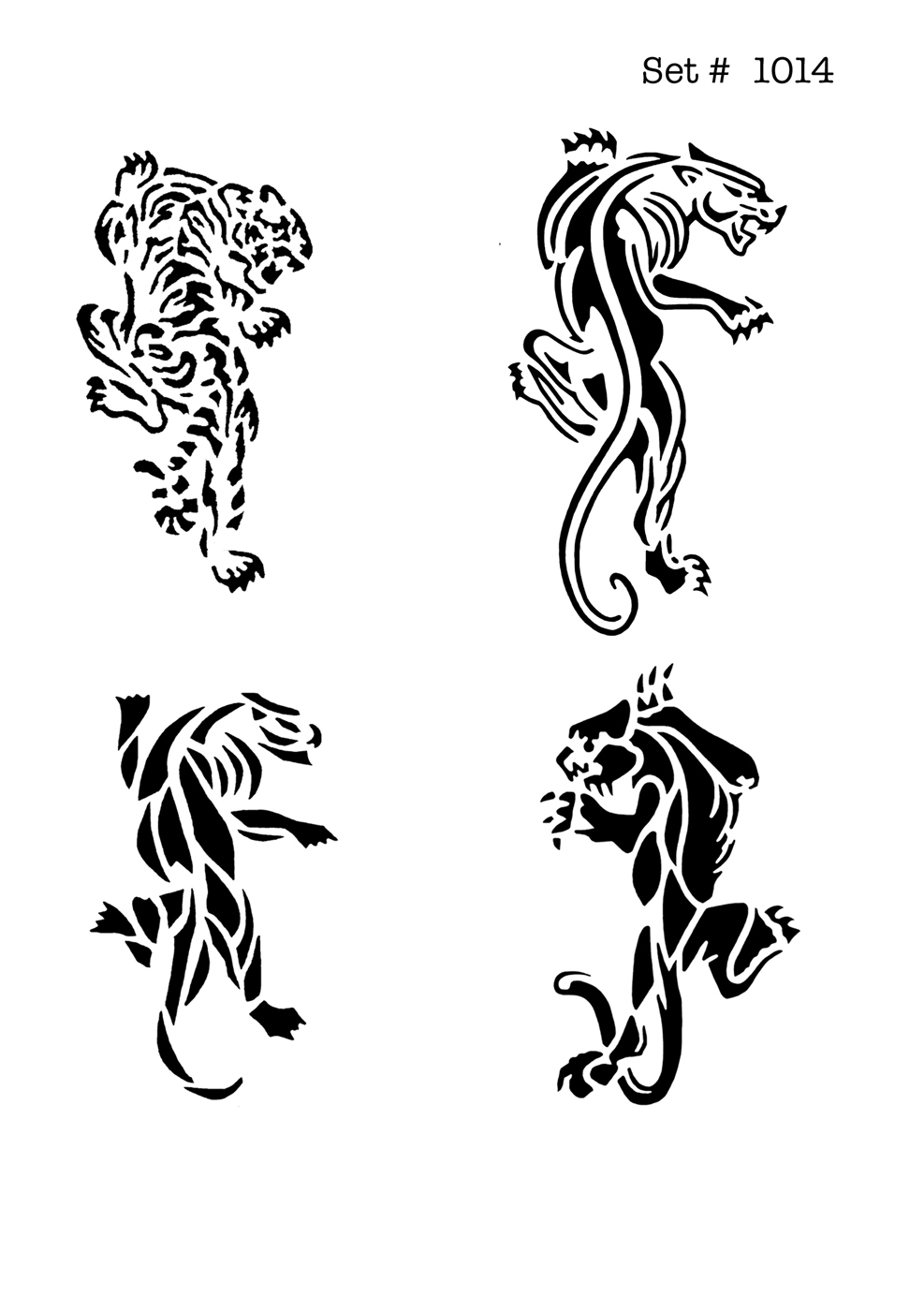 UNLIMITED STENCILS 4 selbstklebende DURA-LAR Airbrush Tattoo-Schablonen D1014