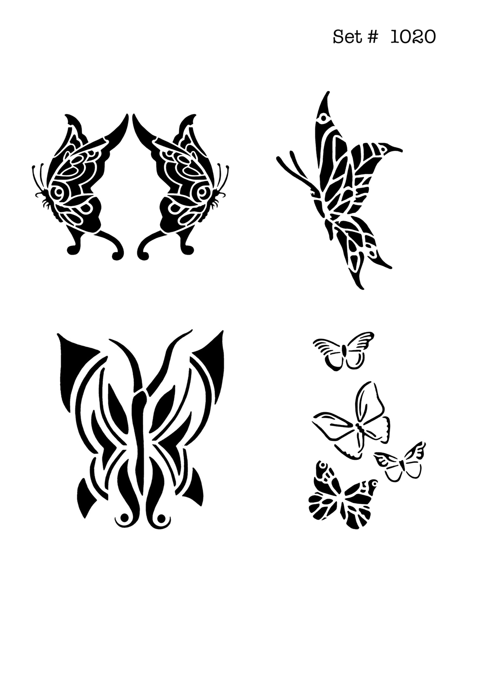 UNLIMITED STENCILS 4 selbstklebende DURA-LAR Airbrush Tattoo-Schablonen D1020