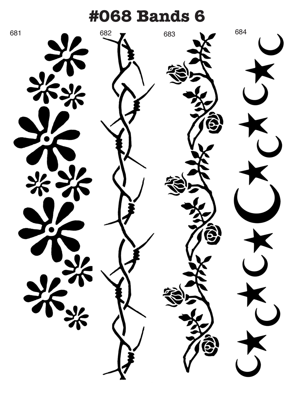 6 Airbrush-Tattoo-Schablonen MYLAR #068