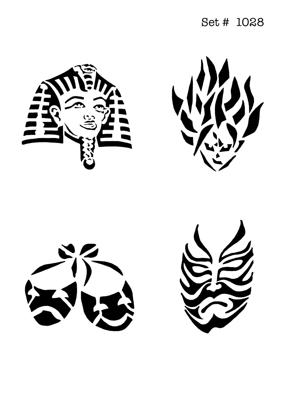 UNLIMITED STENCILS 4 selbstklebende DURA-LAR Airbrush Tattoo-Schablonen D1028