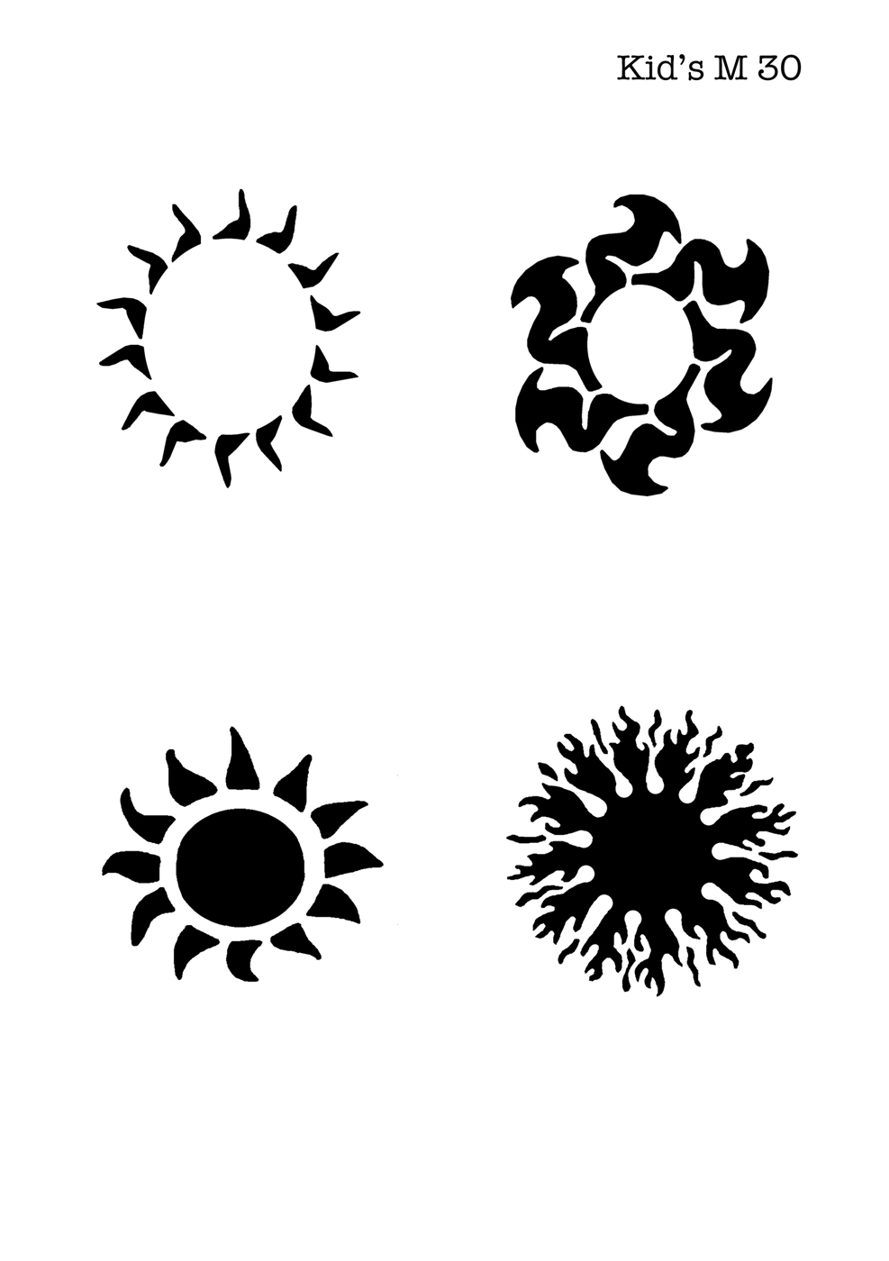 Kinder Airbrush Tattoo Schablonen Mylar SONNE, TRIBAL SUN