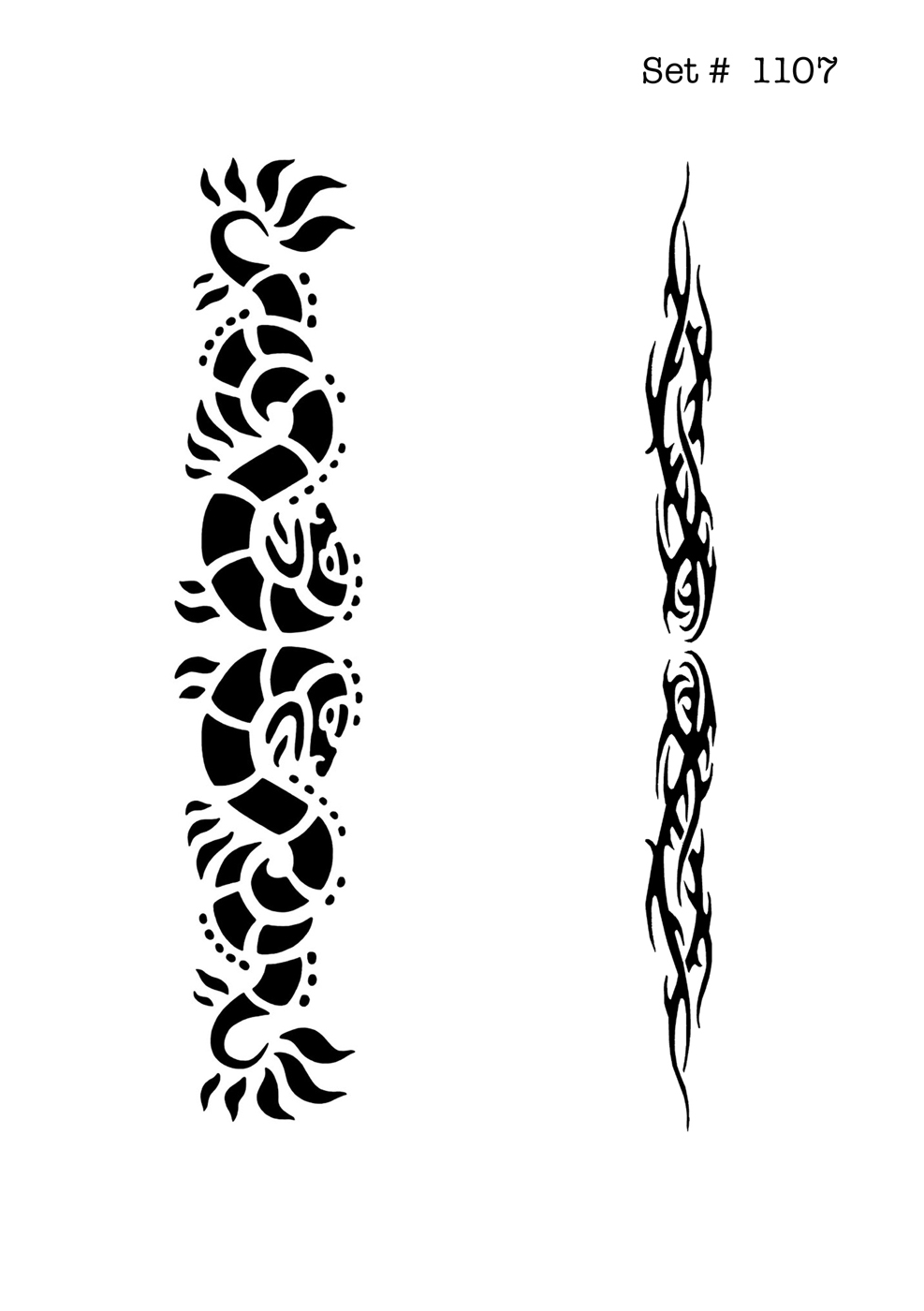 UNLIMITED STENCILS 2 selbstklebende DURA-LAR Airbrush Tattoo-Schablonen D1107
