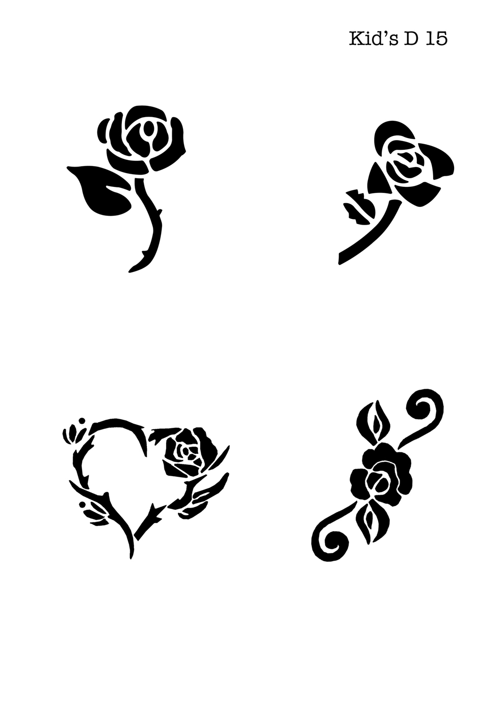 Kinder Airbrush Tattoo Schablone ROSE, BLUME, HERZ