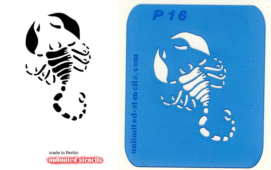 Mylar Airbrush Tattoo / Bodypainting Schablone SKORPION MP16