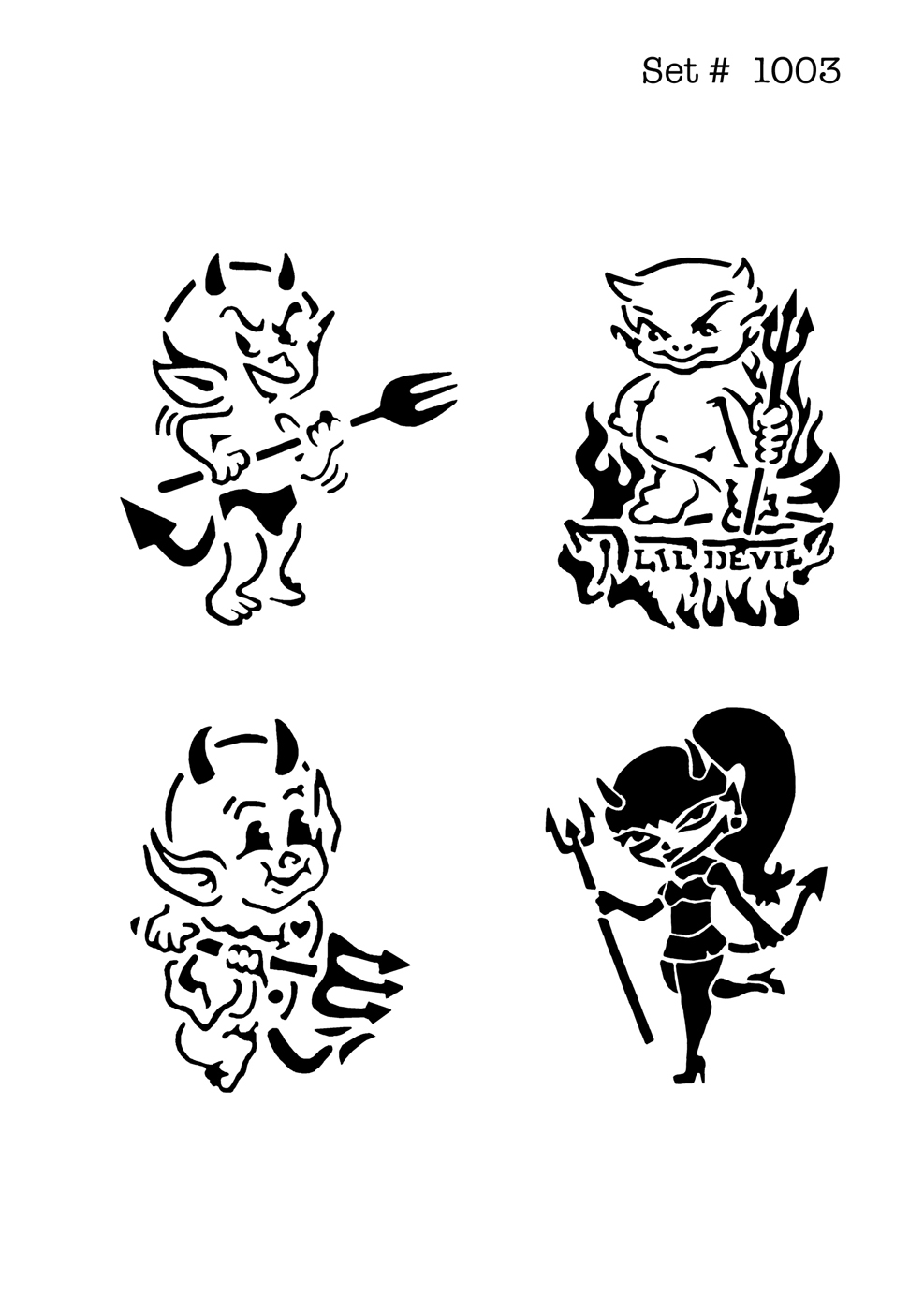 UNLIMITED STENCILS 4 selbstklebende DURA-LAR Airbrush Tattoo-Schablonen D1003