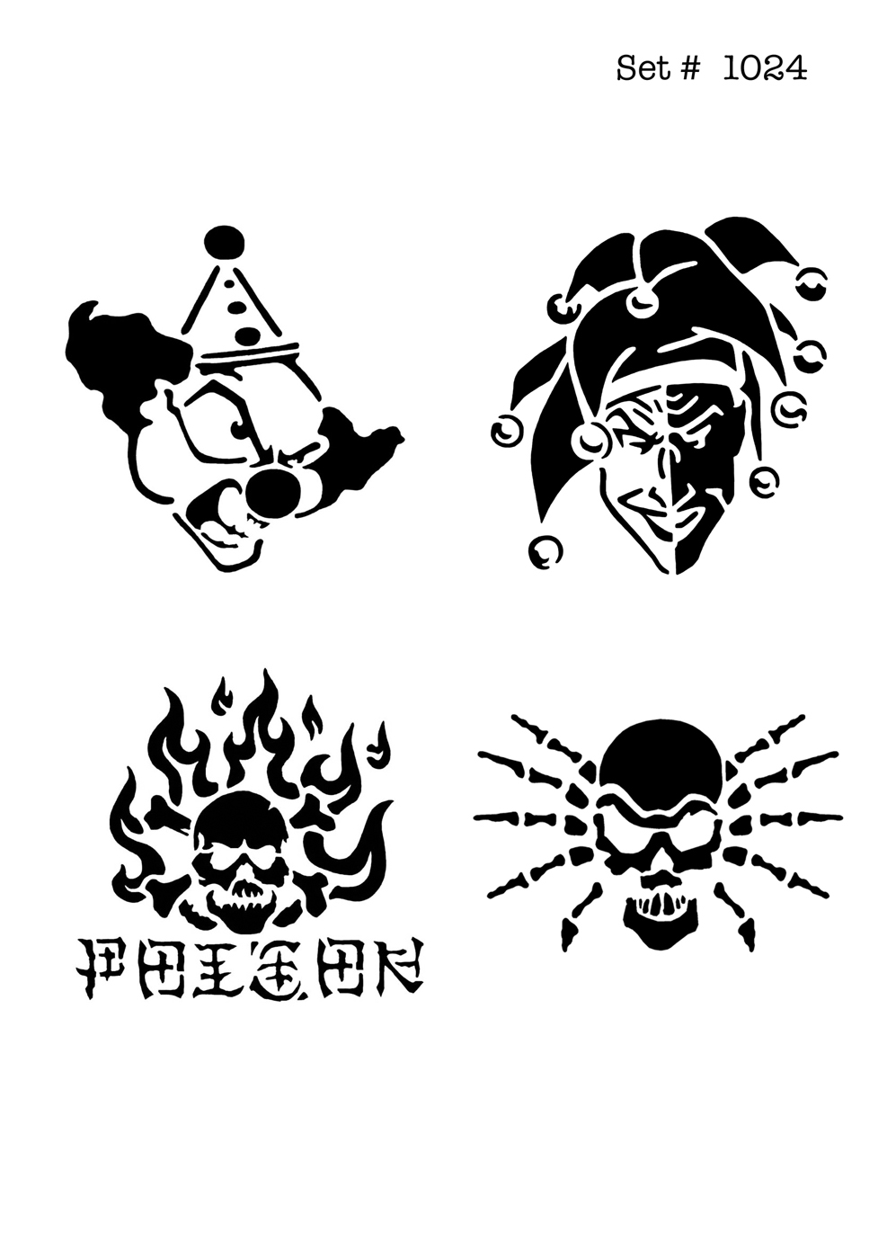 UNLIMITED STENCILS 4 selbstklebende DURA-LAR Airbrush Tattoo-Schablonen D1024