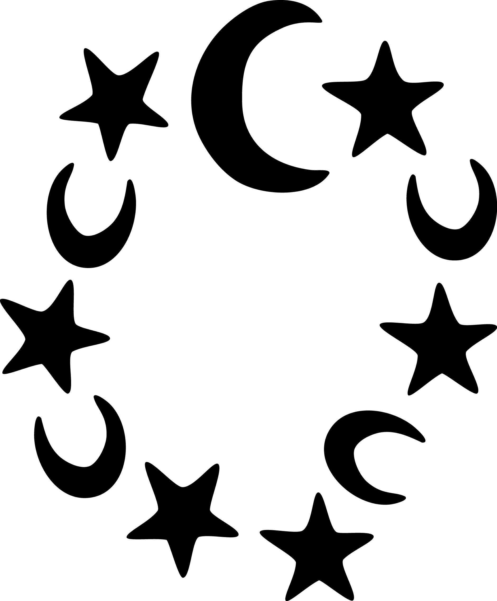 Selbstklebende Schablone für Glitzer-Tattoos oder für Airbrush-Tattoo  MOND UND STERNE  SP136