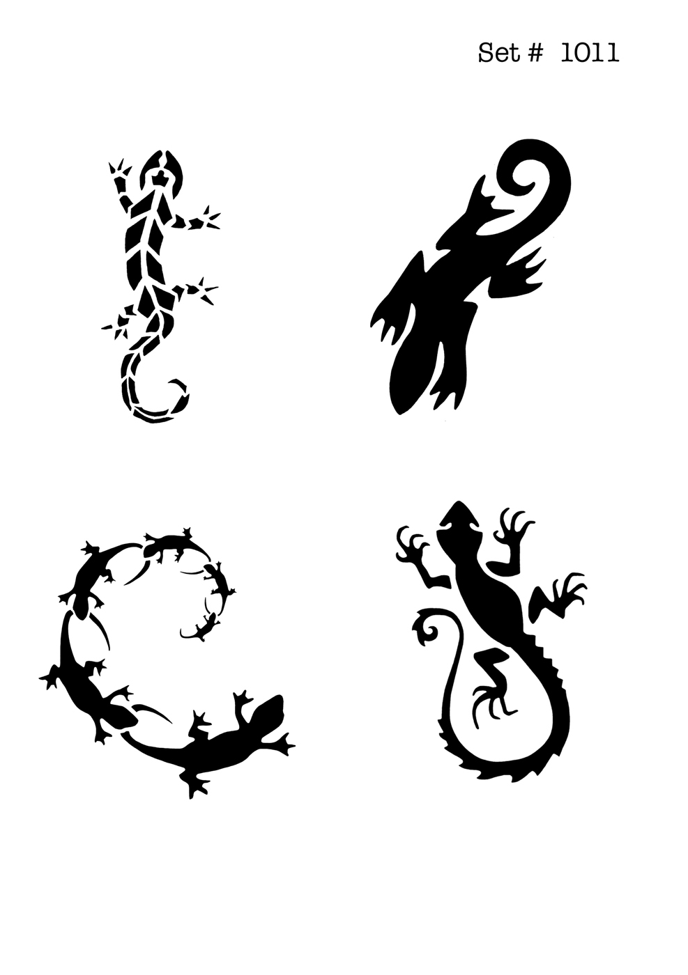 UNLIMITED STENCILS 4 selbstklebende DURA-LAR Airbrush Tattoo-Schablonen D1011