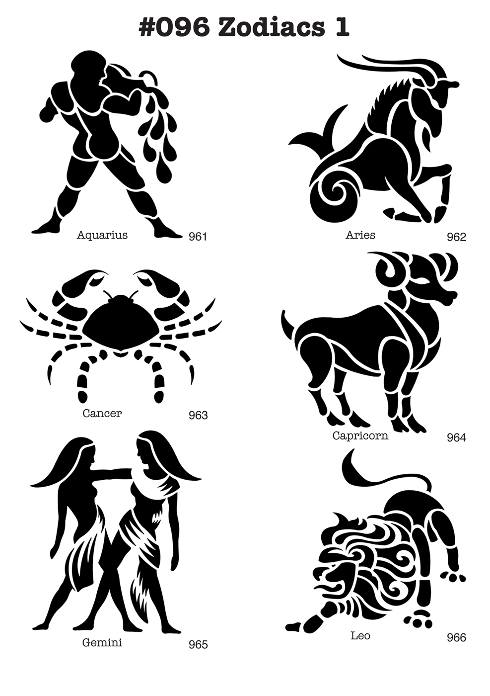 6 Airbrush-Tattoo-Schablonen MYLAR #096