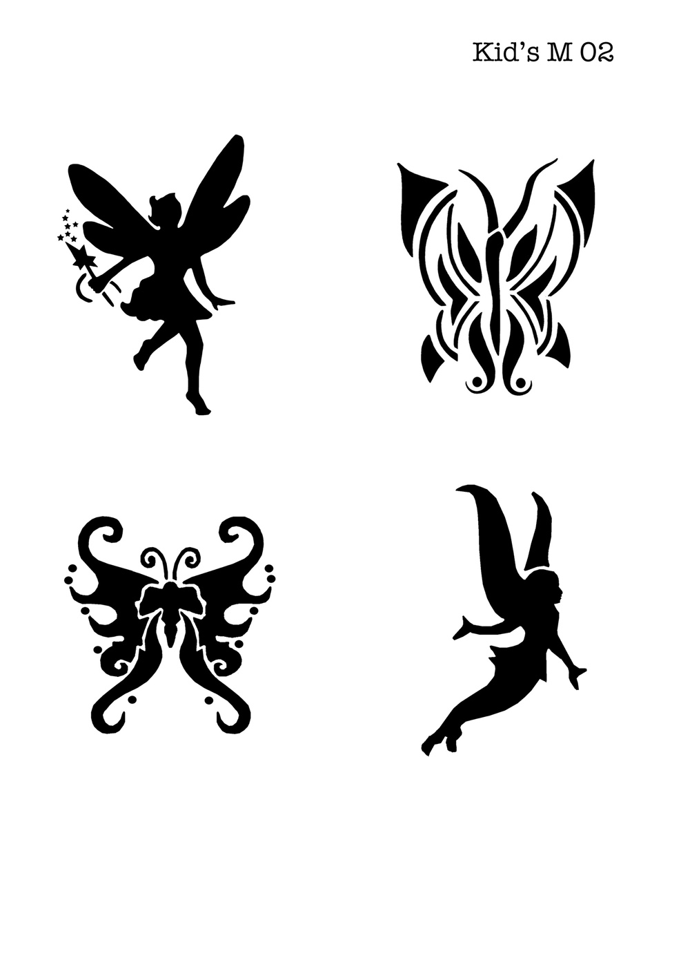 Kinder Airbrush Tattoo Schablonen Mylar FEE, SCHMETTERLINGE