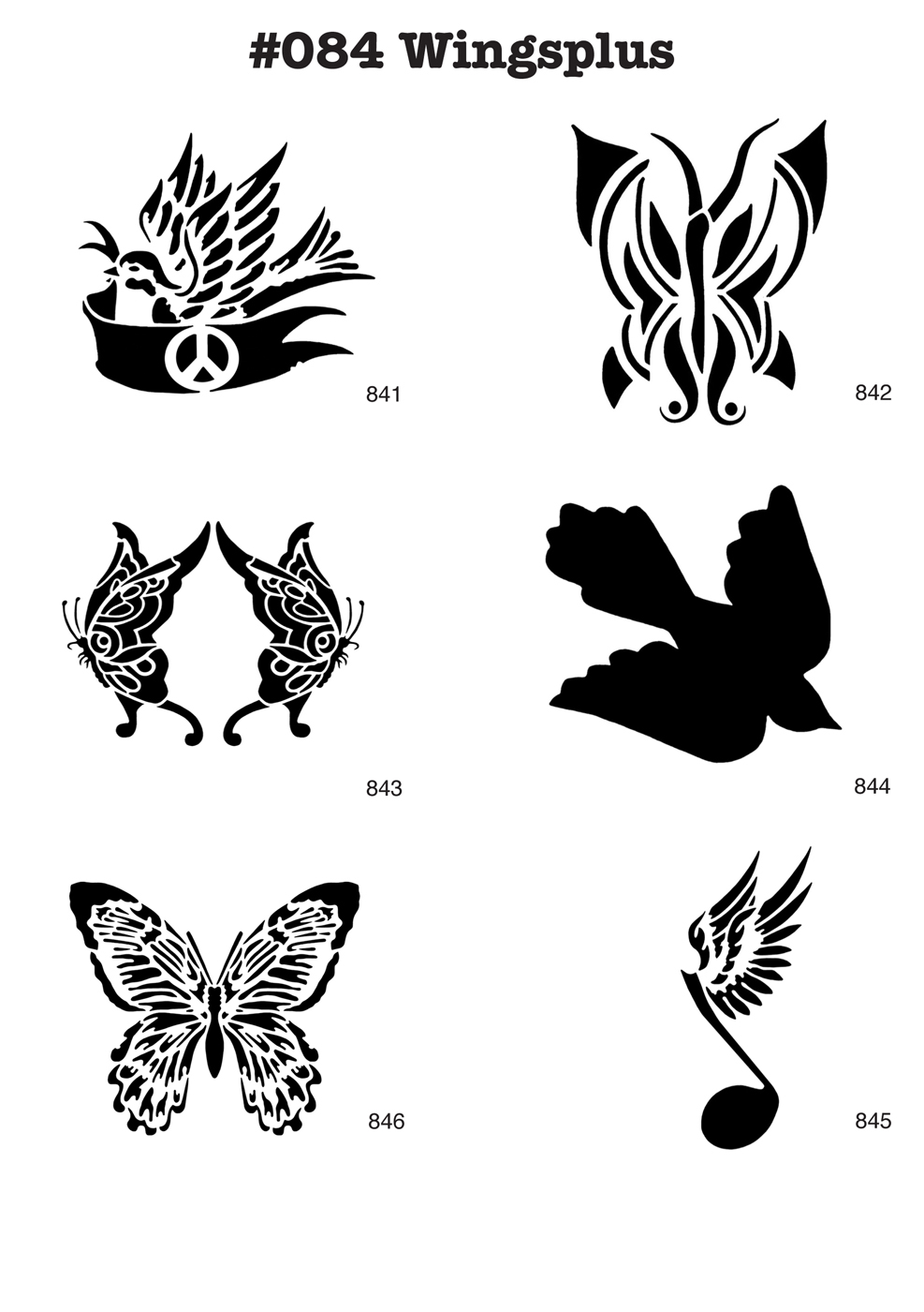 6 Airbrush-Tattoo-Schablonen MYLAR #084