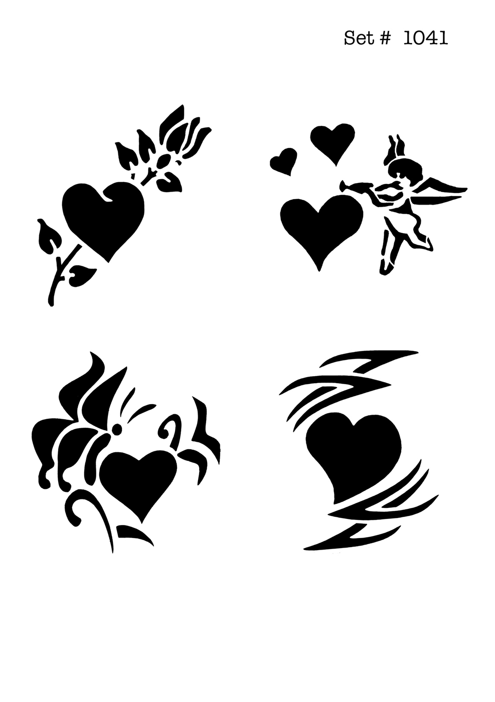 UNLIMITED STENCILS 4 selbstklebende DURA-LAR Airbrush Tattoo-Schablonen D1041