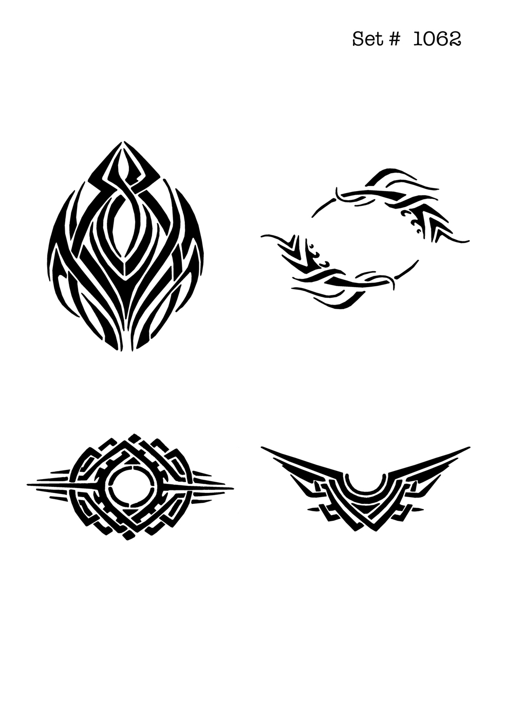 UNLIMITED STENCILS 4 selbstklebende DURA-LAR Airbrush Tattoo-Schablonen D1062
