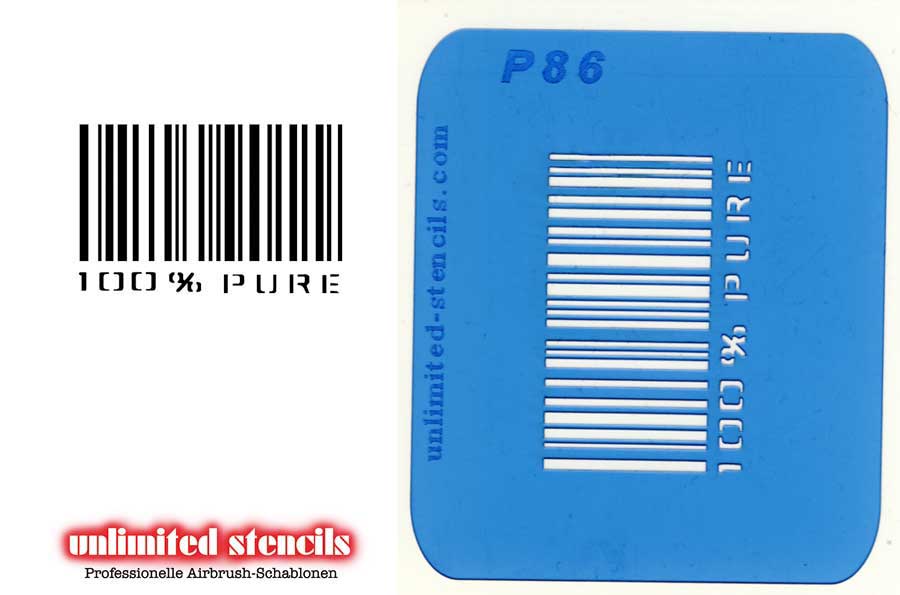 Mylar Airbrush Tattoo / Bodypainting Schablone BARCODE / STRICHCODE   MP86