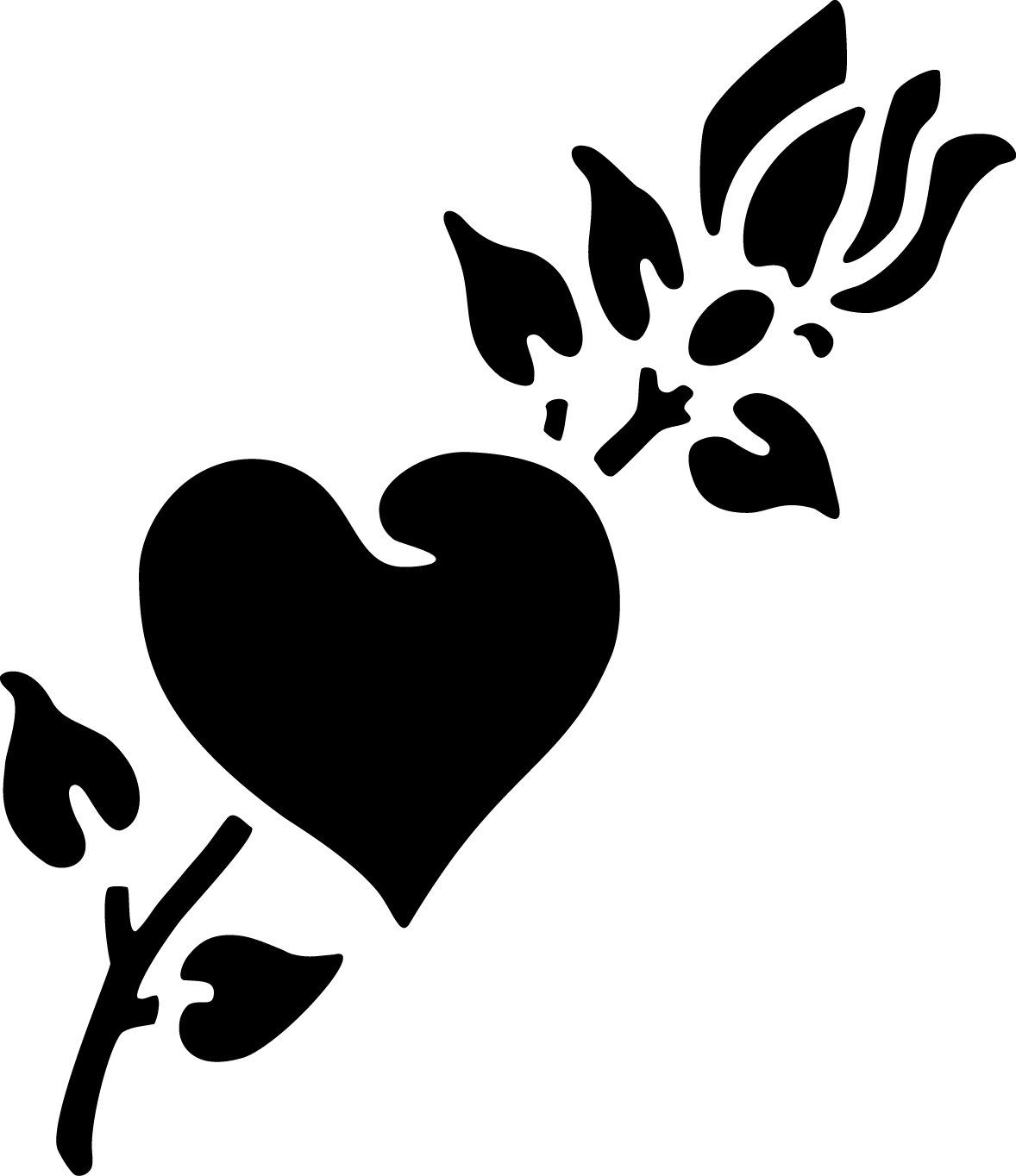 Selbstklebende Schablone für Glitzer-Tattoos oder für Airbrush HERZ/ROSE, SP121