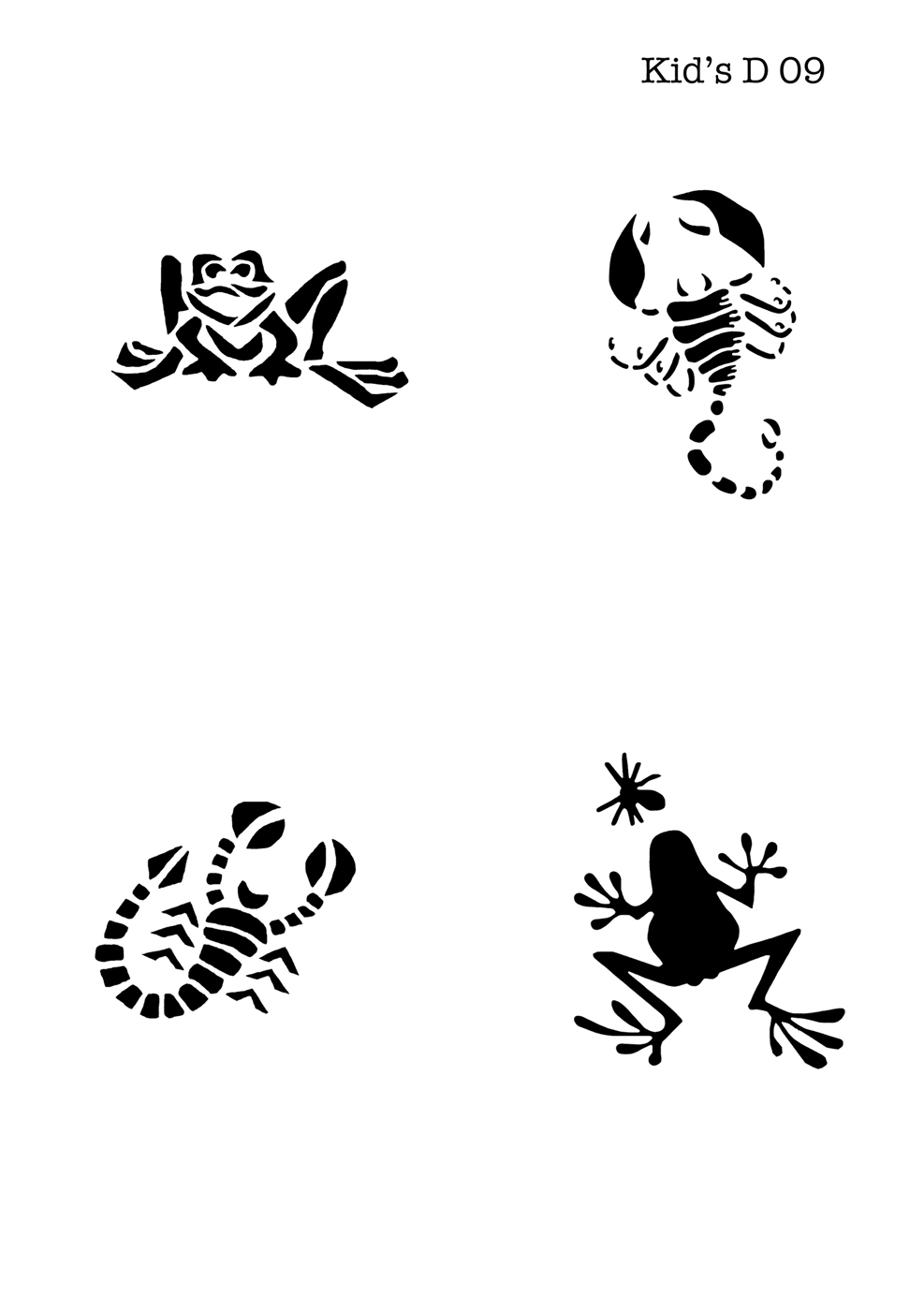 Kinder Airbrush Tattoo Schablone FROSCH, SKORPION