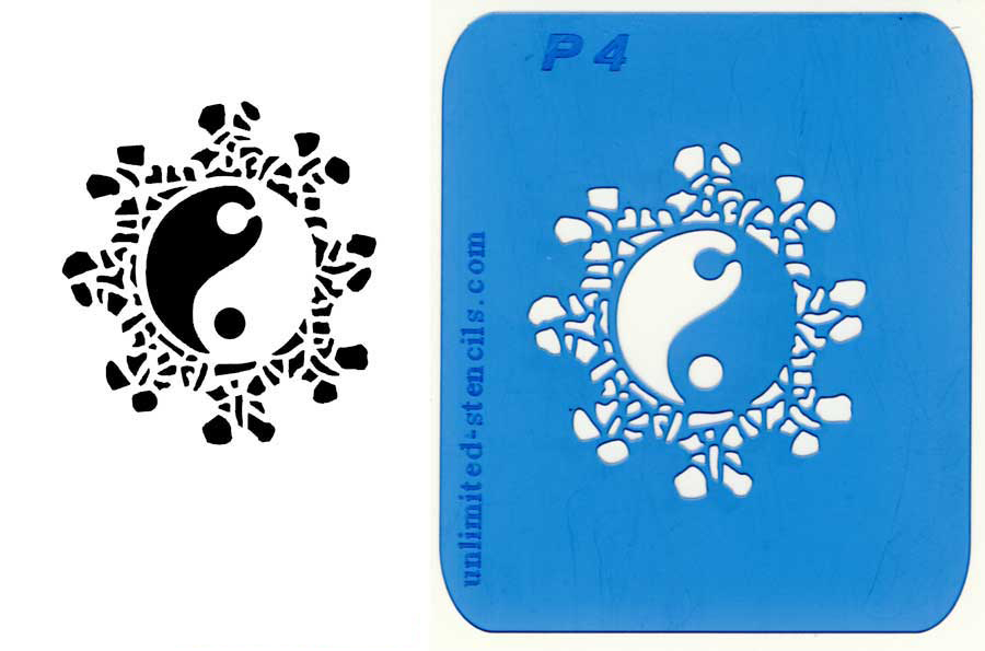 Mylar Airbrush Tattoo Schablone BAMBUS-YIN-YANG MP04