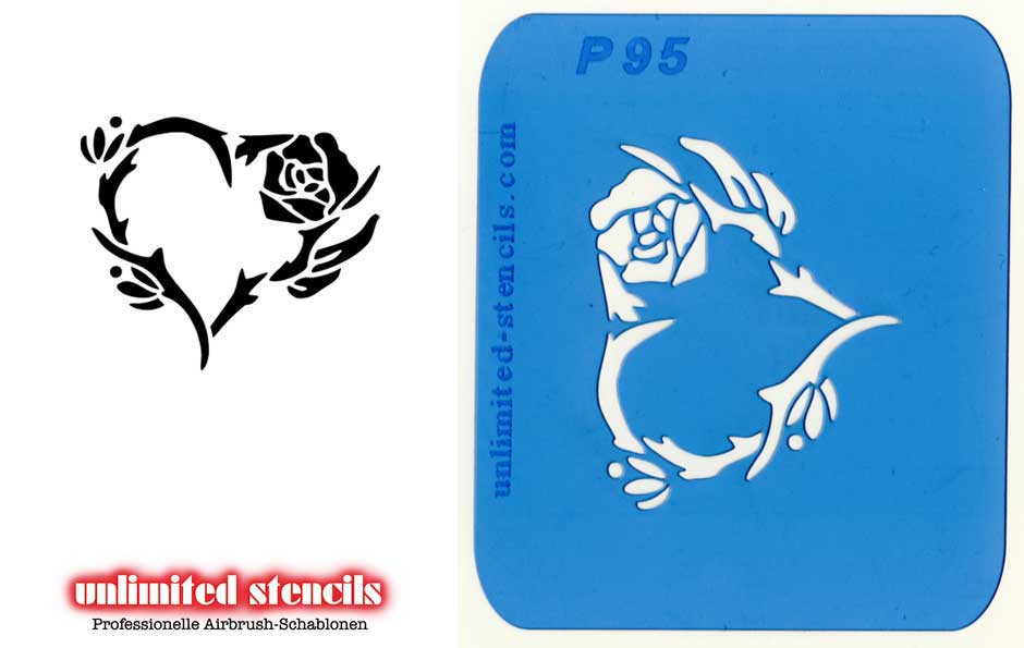 Mylar Airbrush Tattoo / Bodypainting Schablone HERZ  MP95