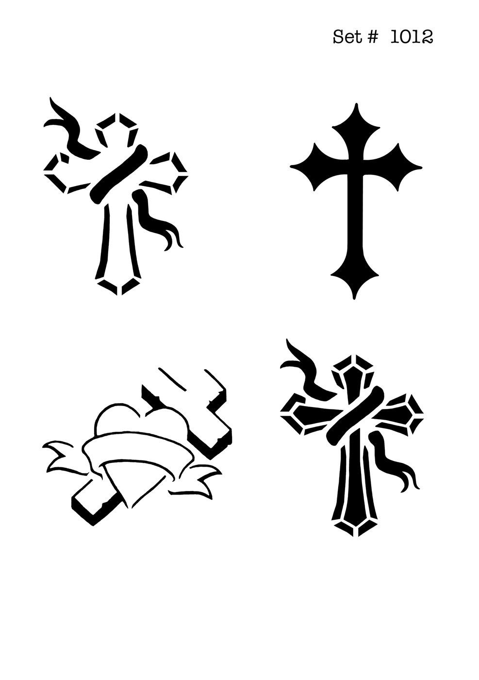 UNLIMITED STENCILS 4 selbstklebende DURA-LAR Airbrush Tattoo-Schablonen D1012