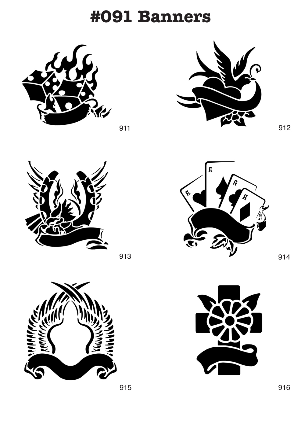 6 Airbrush-Tattoo-Schablonen MYLAR #091