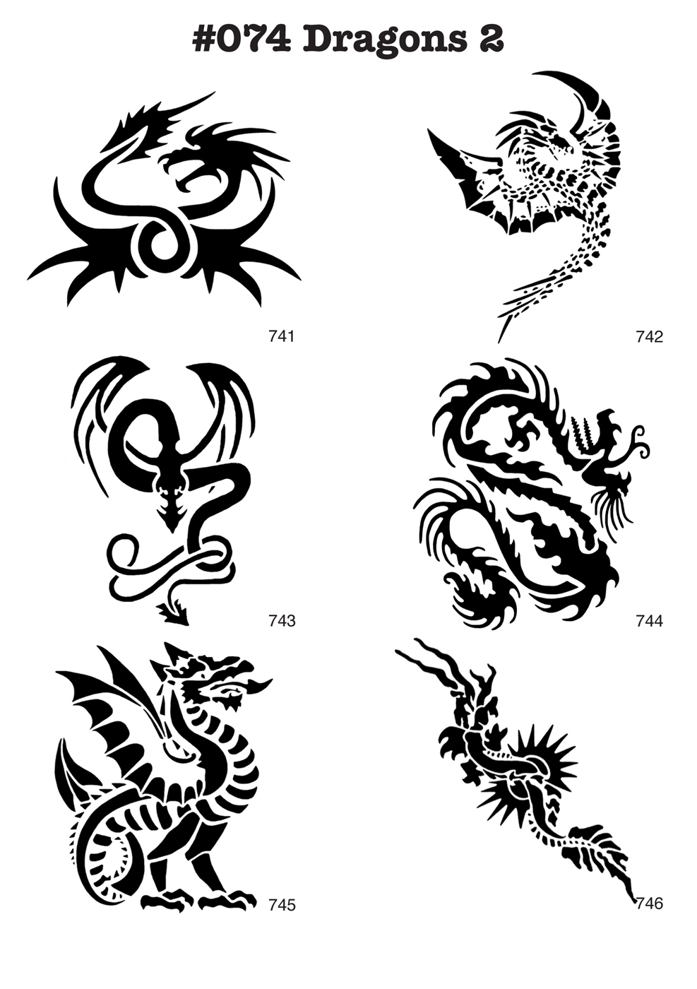 6 Airbrush-Tattoo-Schablonen MYLAR #074