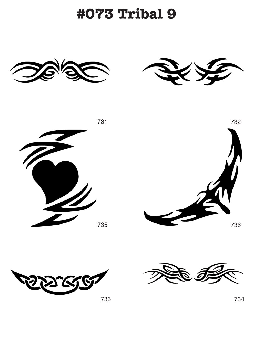 6 Airbrush-Tattoo-Schablonen MYLAR #073