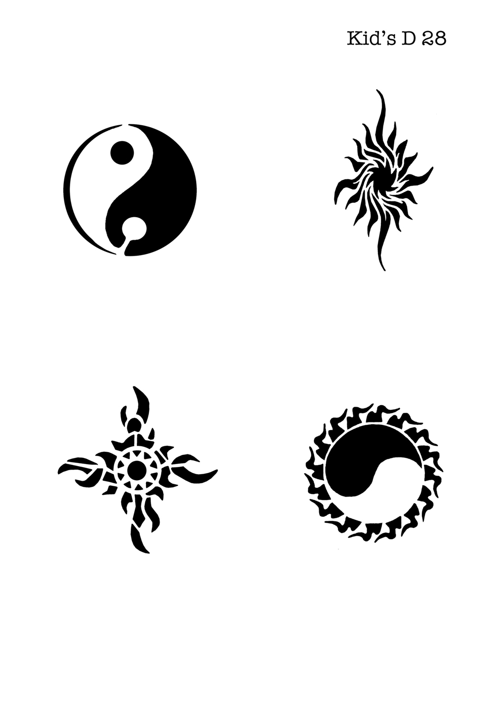 Kinder Airbrush Tattoo Schablone YIN-YANG, TRIBAL