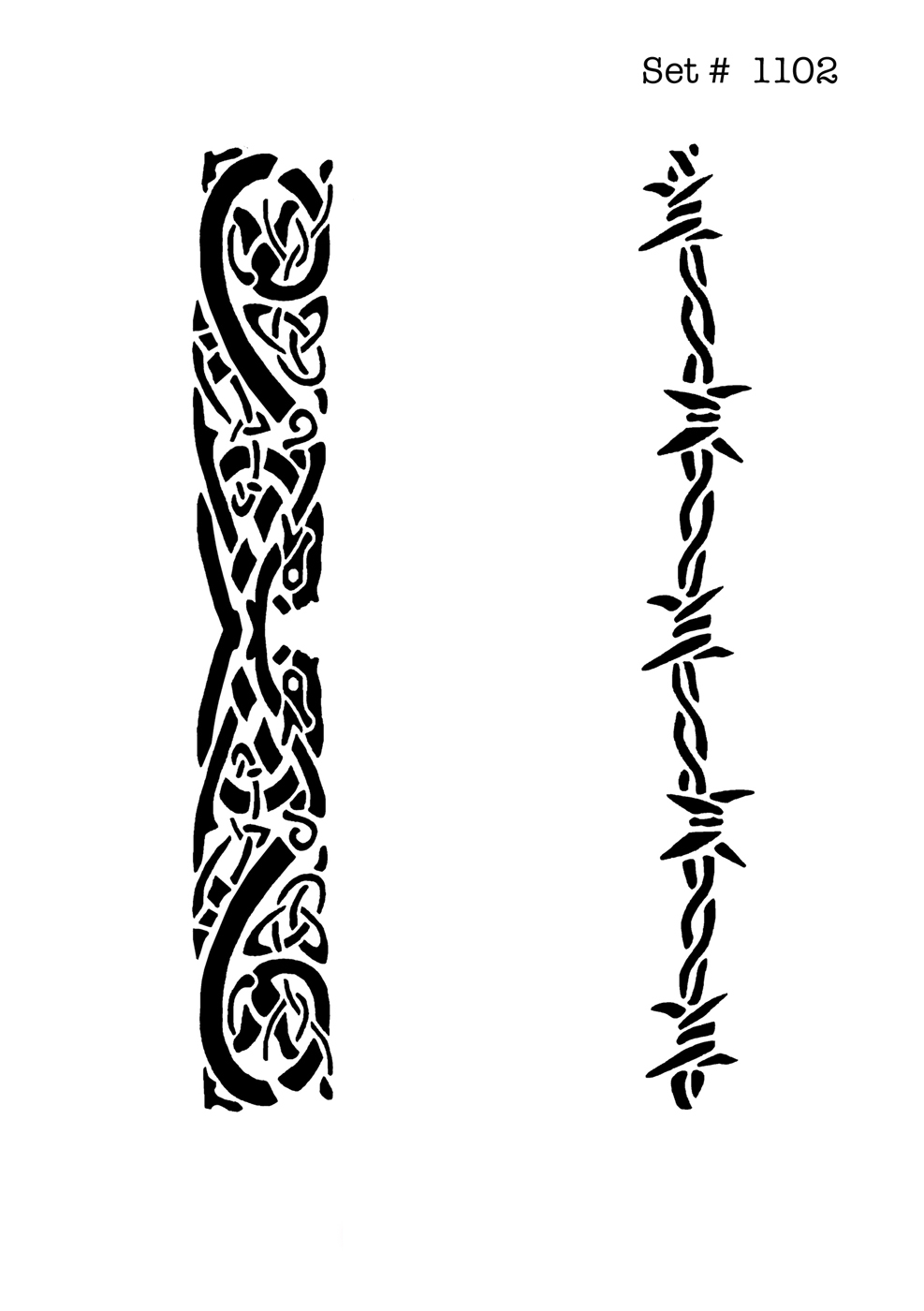 UNLIMITED STENCILS 2 selbstklebende DURA-LAR Airbrush Tattoo-Schablonen D1102