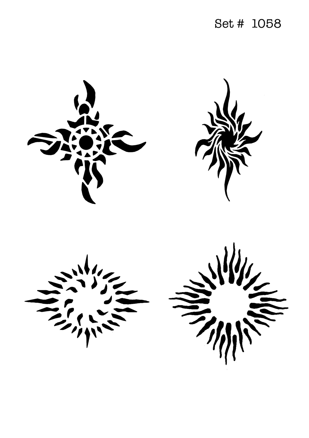 UNLIMITED STENCILS 4 selbstklebende DURA-LAR Airbrush Tattoo-Schablonen D1058
