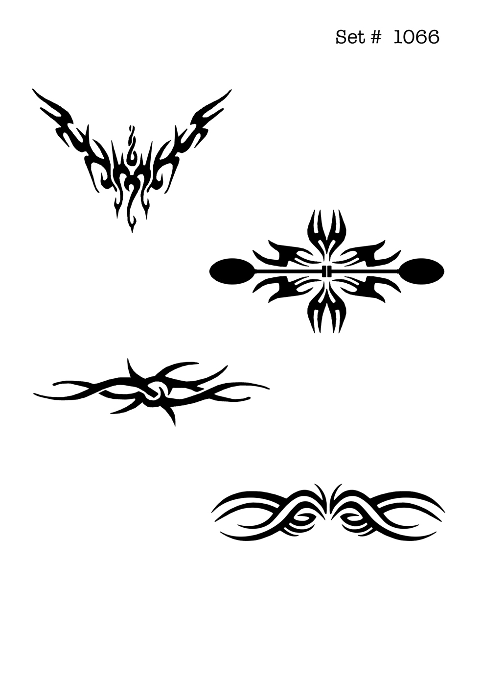 UNLIMITED STENCILS 4 selbstklebende DURA-LAR Airbrush Tattoo-Schablonen D1066