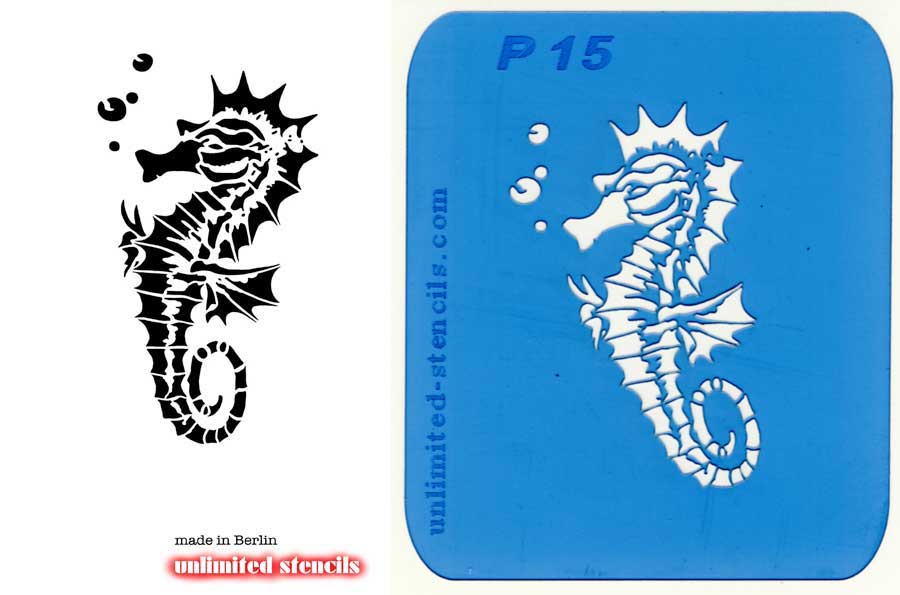 Mylar Airbrush Tattoo / Bodypainting Schablone SEEPFERD  MP15