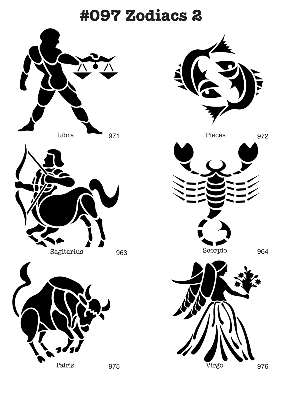 6 Airbrush-Tattoo-Schablonen MYLAR #097