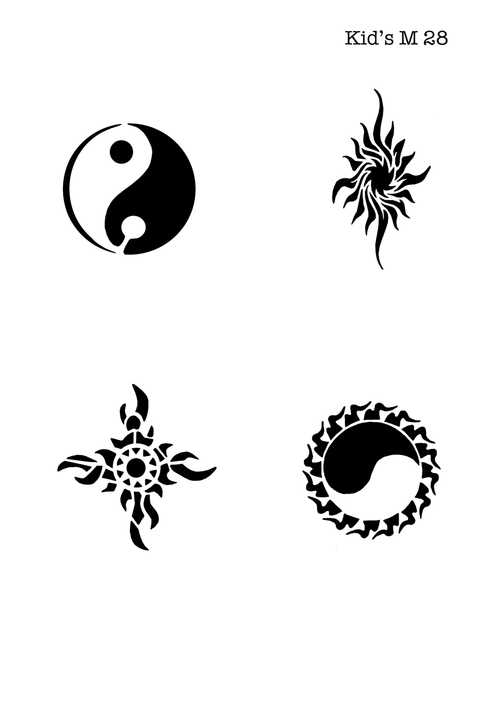 Kinder Airbrush Tattoo Schablonen Mylar TRIBAL, YIN-YANG