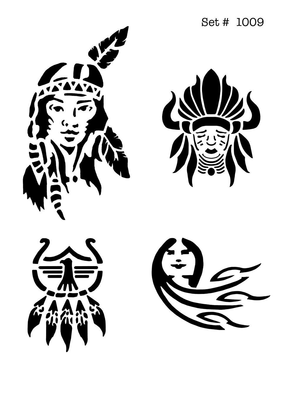 UNLIMITED STENCILS 4 selbstklebende DURA-LAR Airbrush Tattoo-Schablonen D1009
