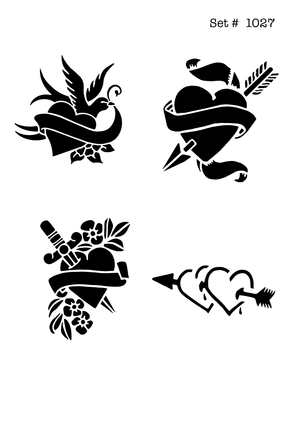 UNLIMITED STENCILS 4 selbstklebende DURA-LAR Airbrush Tattoo-Schablonen D1027