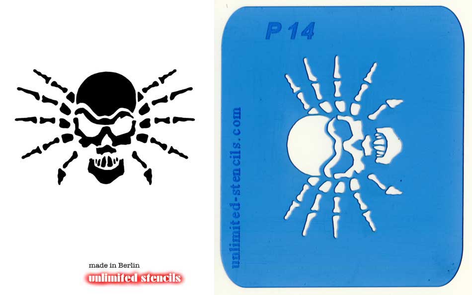 Mylar Airbrush Tattoo / Bodypainting Schablone TOTENKOPF MP14