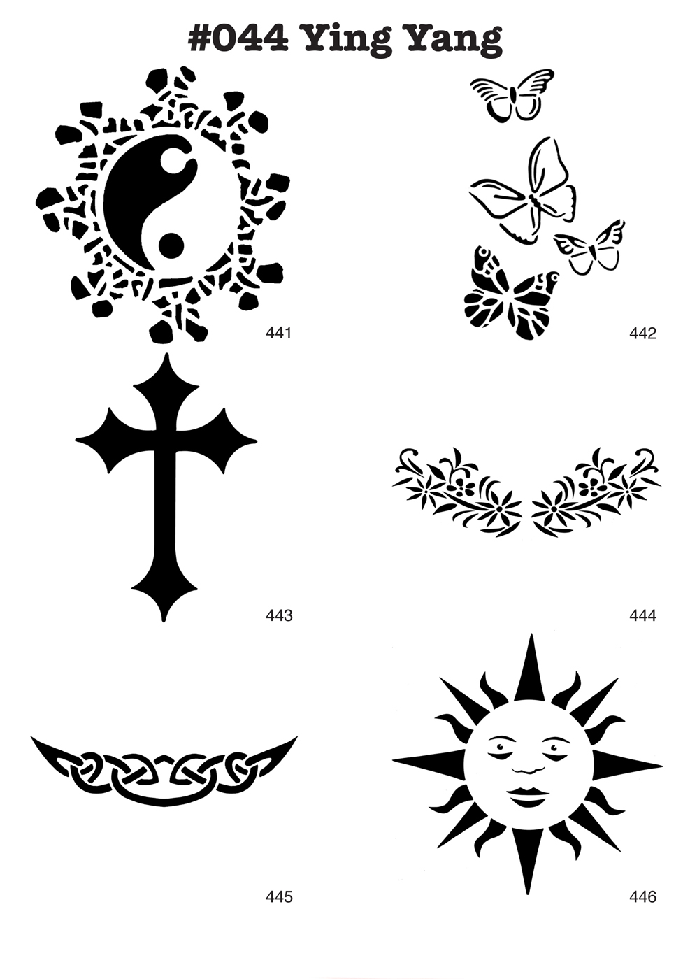 YIN YANG, SCHMETTERLINGE, KREUZ, TRIBAL