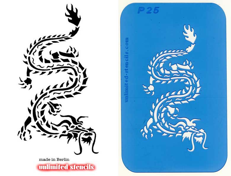 Mylar Airbrush Tattoo / Bodypainting Schablone XL DRACHE  MP25