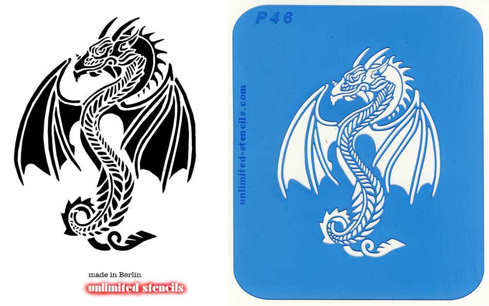 Mylar Airbrush Tattoo / Bodypainting Schablone XL DRACHE  MP46