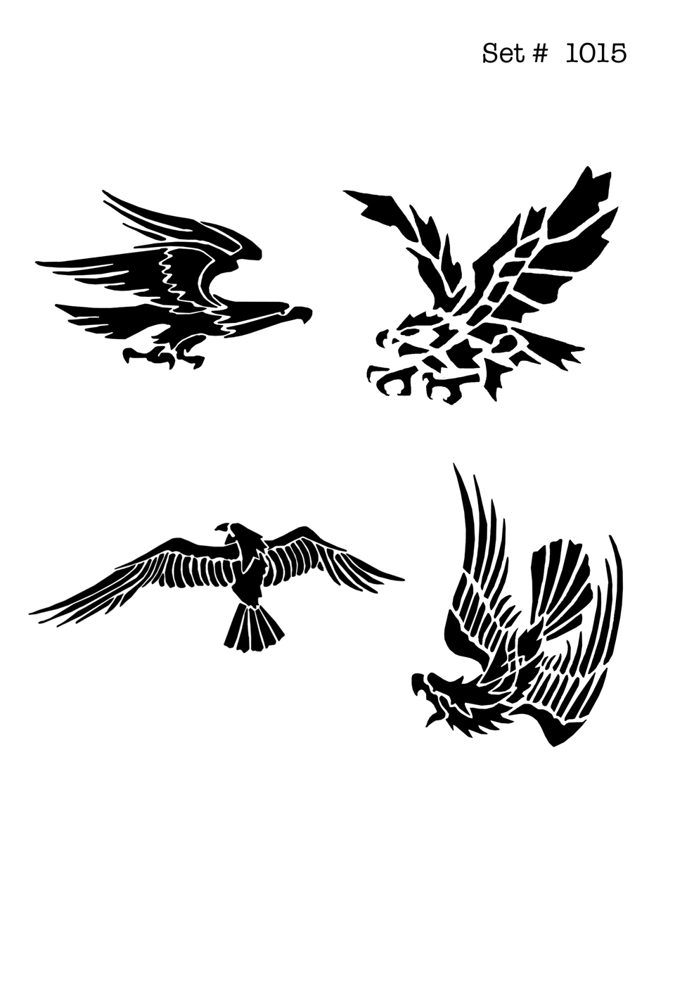 UNLIMITED STENCILS 4 selbstklebende DURA-LAR Airbrush Tattoo-Schablonen D1015