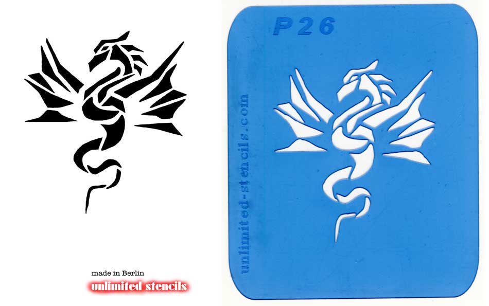 Mylar Airbrush Tattoo / Bodypainting Schablone DRACHE  MP26