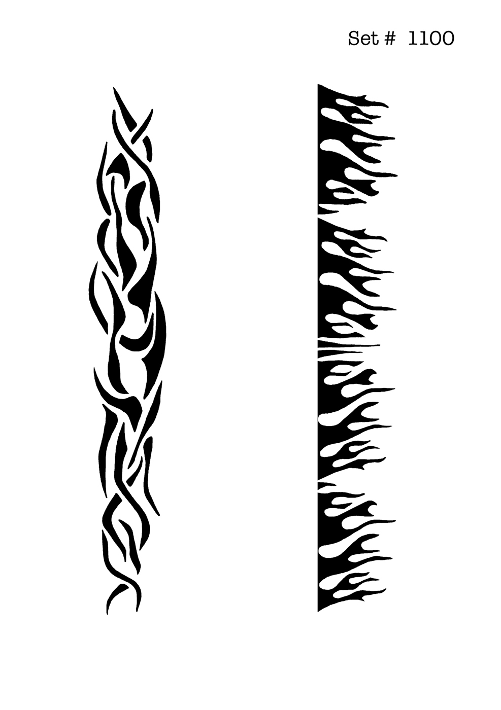 UNLIMITED STENCILS 2 selbstklebende DURA-LAR Airbrush Tattoo-Schablonen D1100