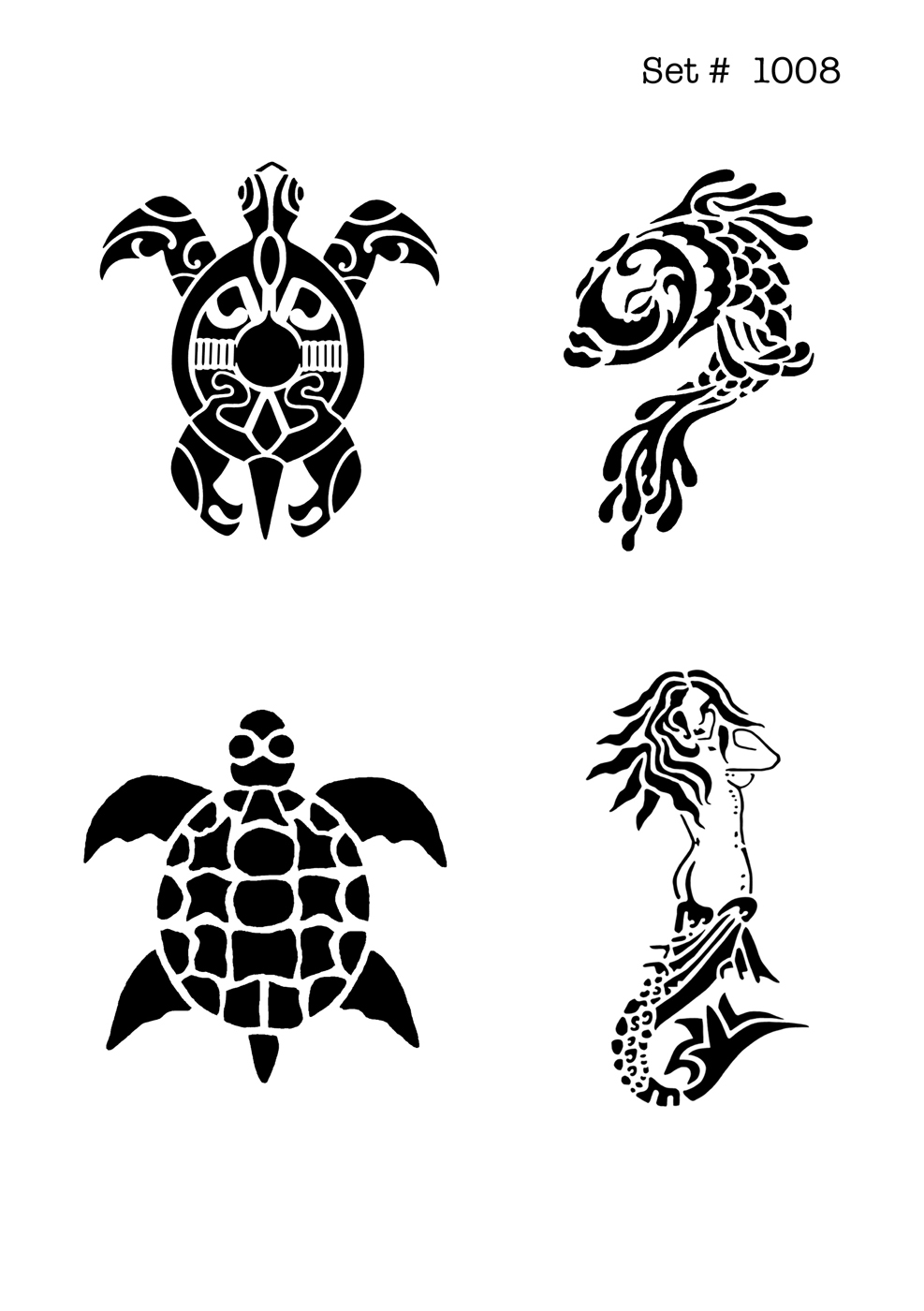 UNLIMITED STENCILS 4 selbstklebende DURA-LAR Airbrush Tattoo-Schablonen D1008