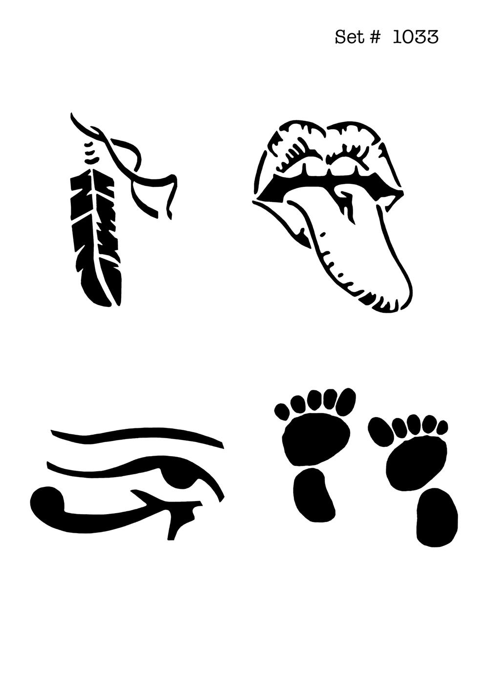 UNLIMITED STENCILS 4 selbstklebende DURA-LAR Airbrush Tattoo-Schablonen D1033