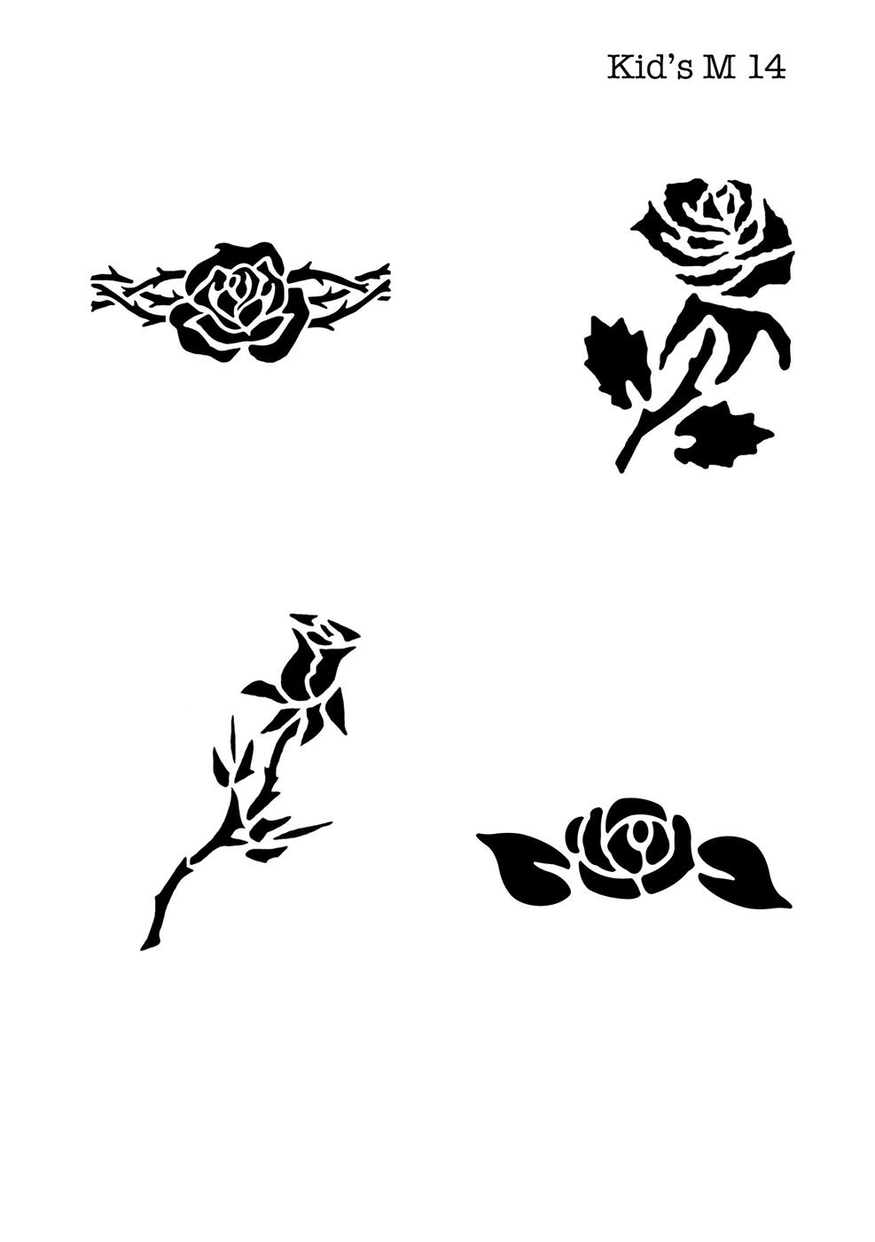 Kinder Airbrush Tattoo Schablonen Mylar ROSE, BLUME